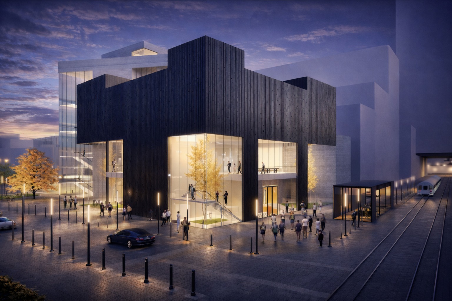 Nexus Buffalo Contemporary Art Museum — exterior night render